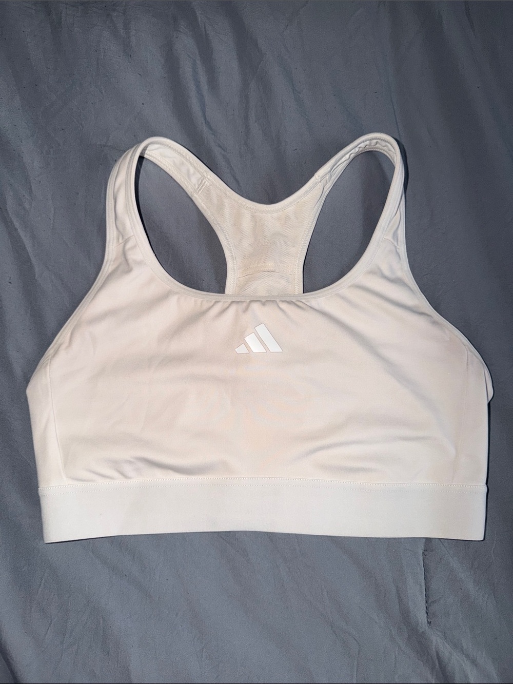 adidas White Racerback Sports Crop Bra